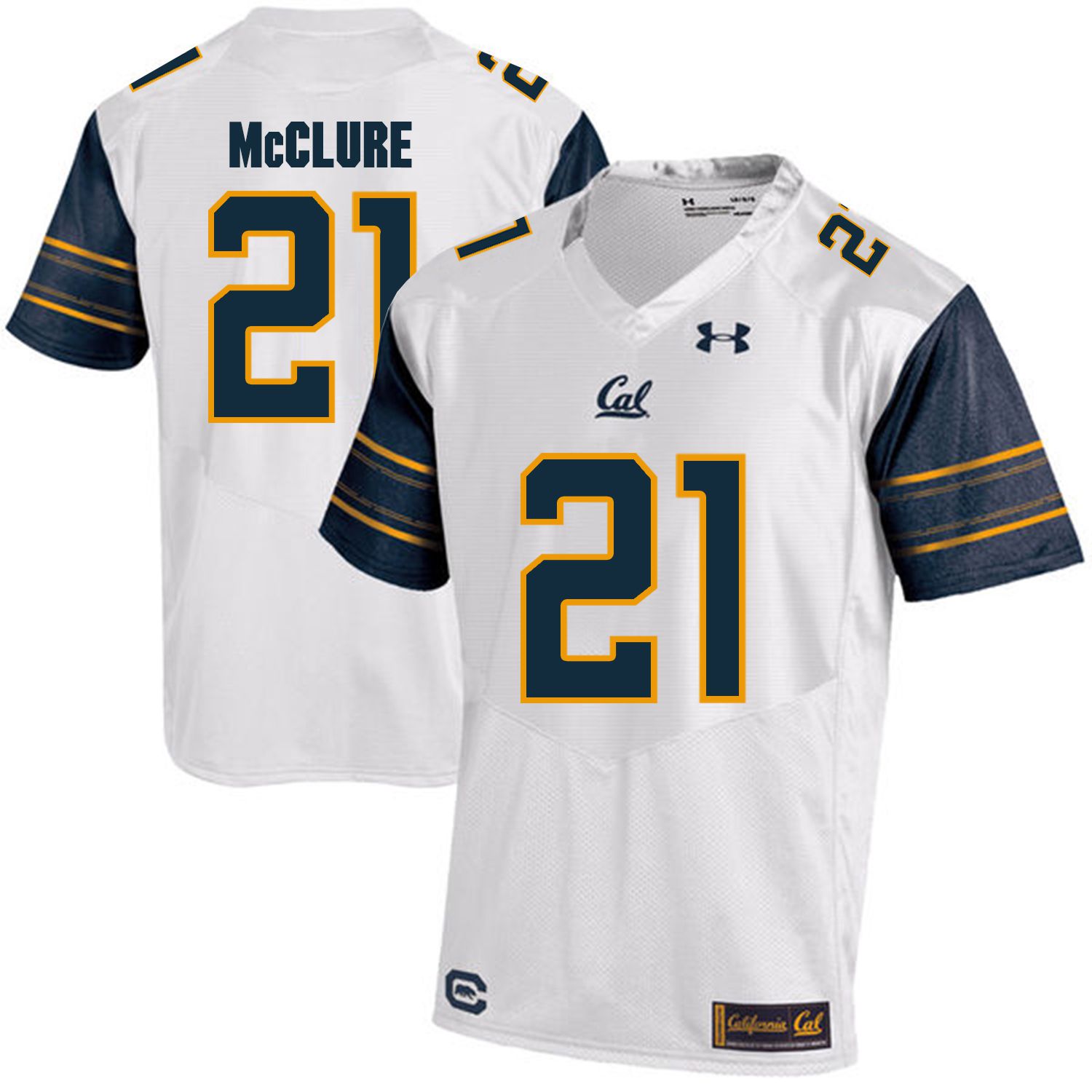 Men California Golden Bears 21 Stefan McClure White Customized NCAA Jerseys